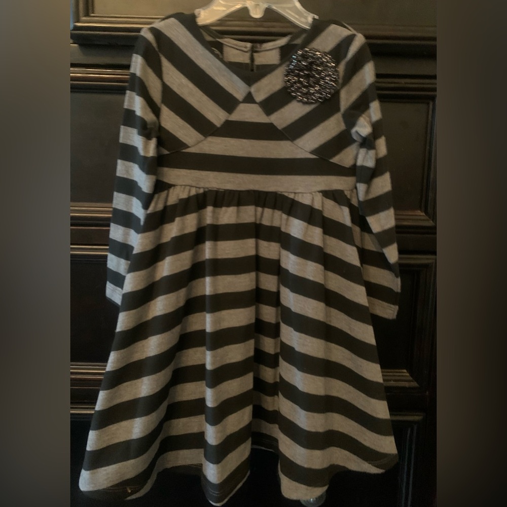 Pippa & Julie Charcoal and Black Striped Dress
